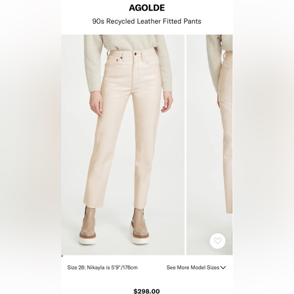 Agolde Pinch Waist Leather Pants NWT - Picture 2 of 5